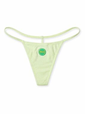 Victoria’s Secret PINK Light Green Logo Thong Low Rise Minimal Coverage